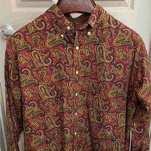 J. Crew Red and Green Paisley Men's Shirt